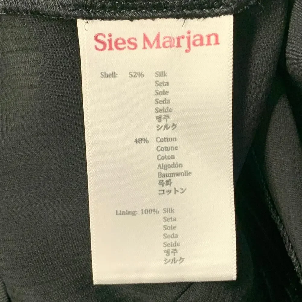 SIES MARJAN Size S Black Velvet Silk Cotton Button Up Shirt Pants Set